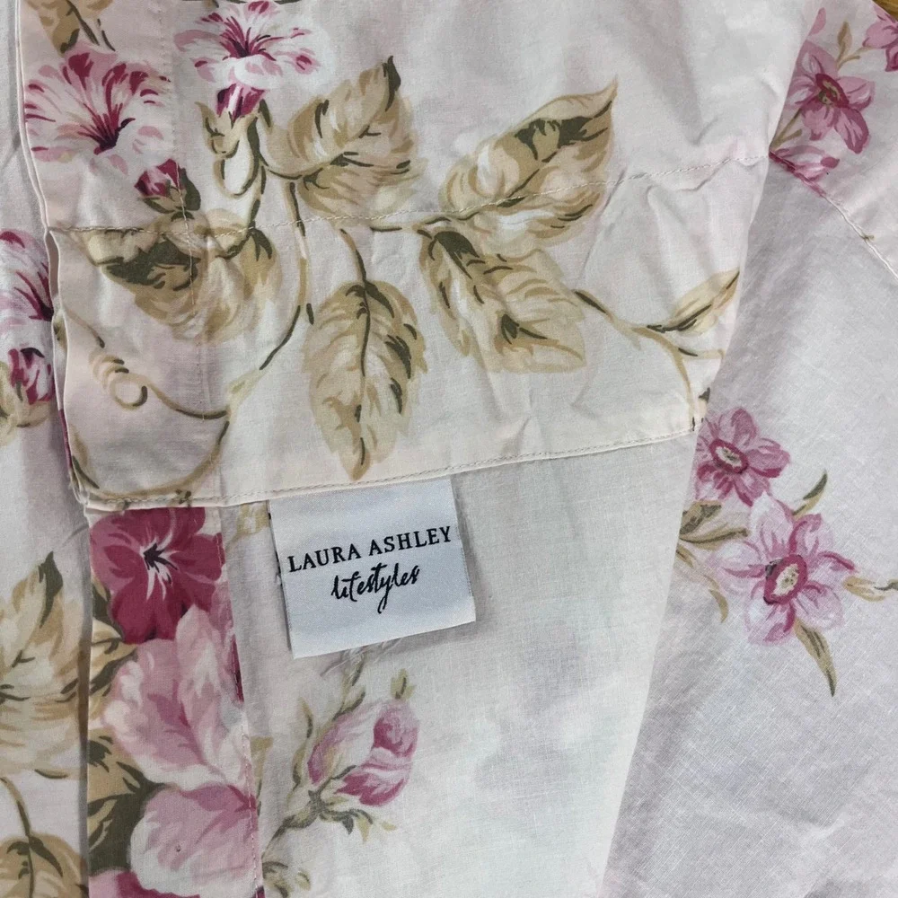 Vtg Laura Ashley Lifestyles Pink Rose Floral Curtain Panels 40x82 Set of 2